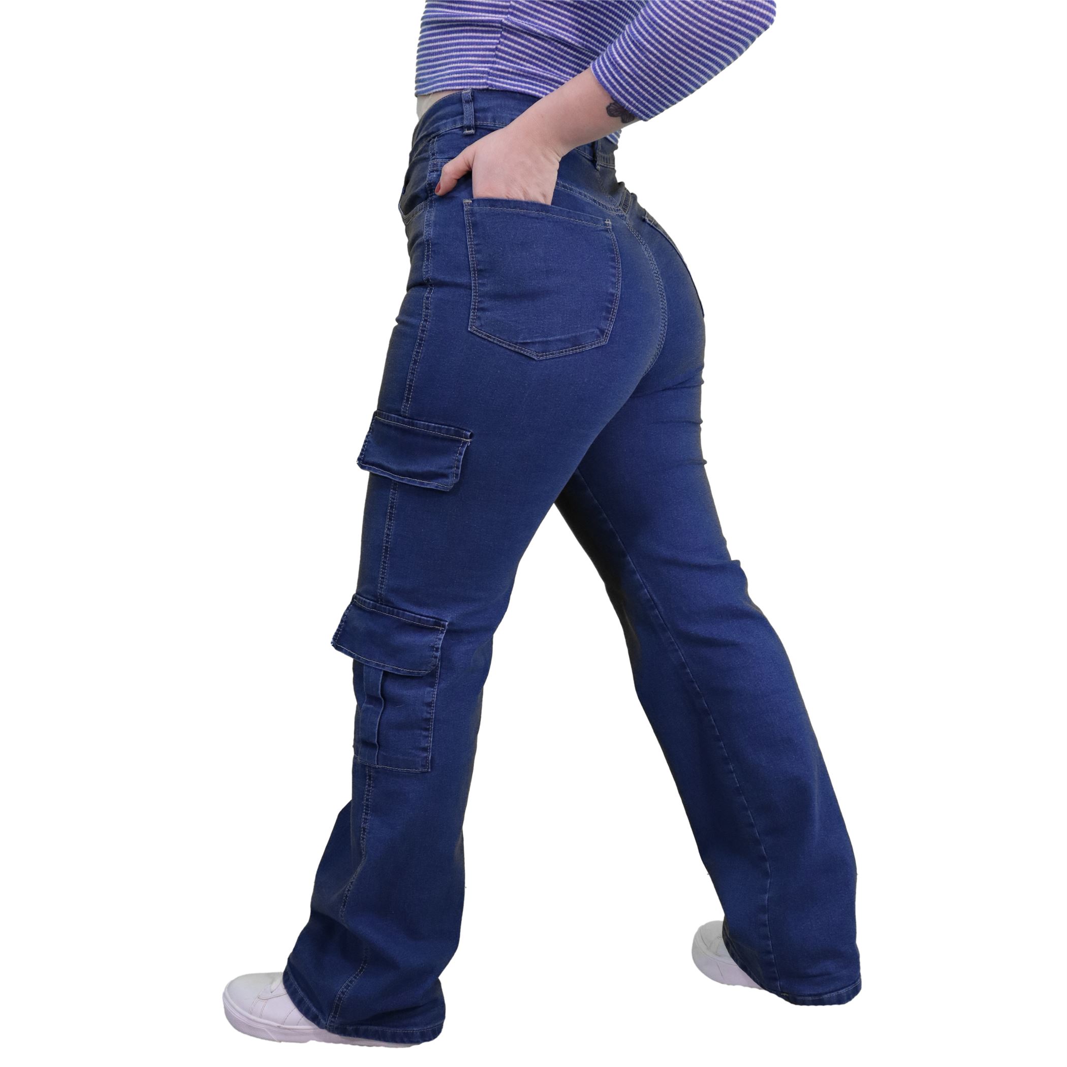 Jean Wide Leg Cargo Azul Oscuro - Imagen 4