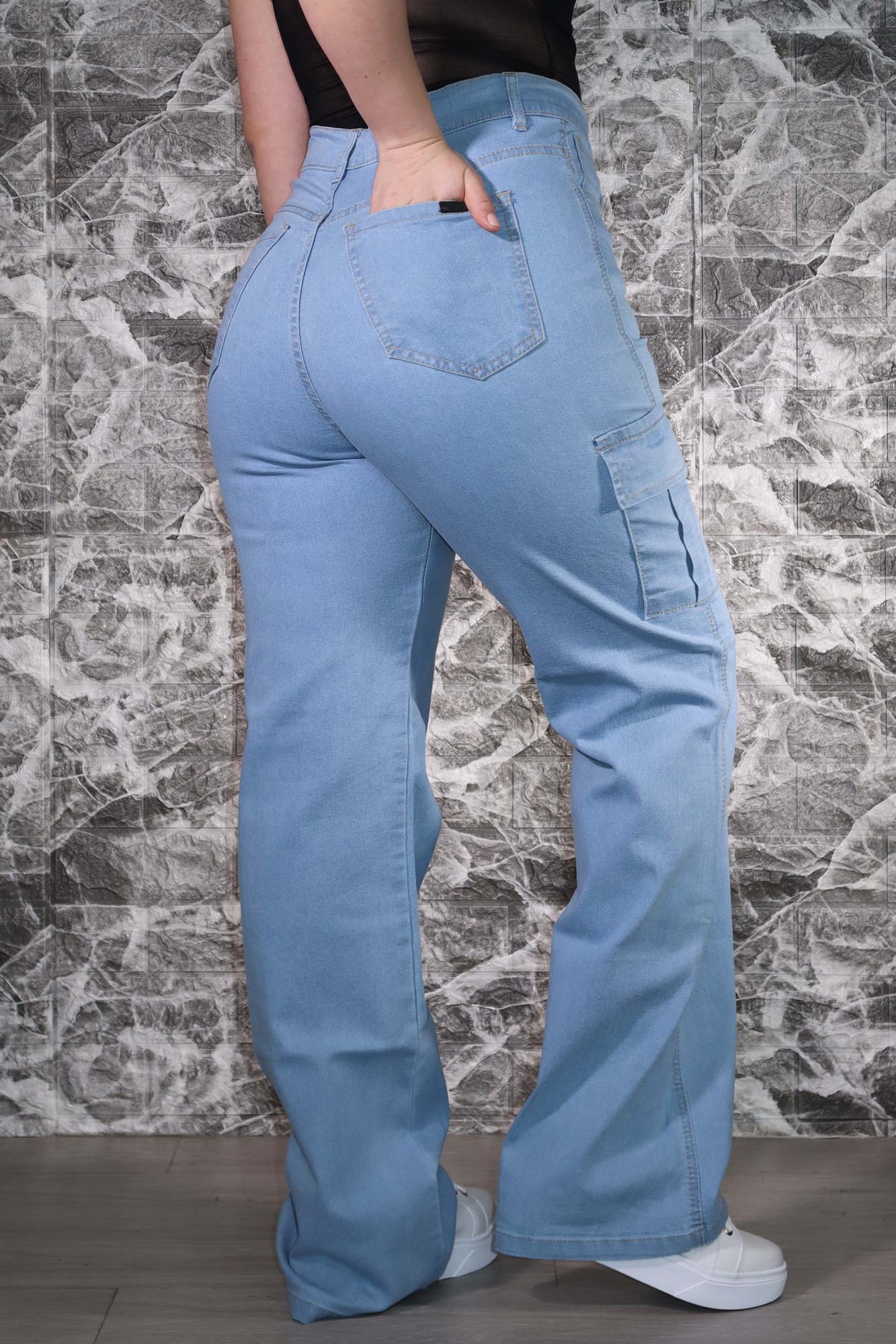 Jean Wide Leg Cargo Celeste - Imagen 3