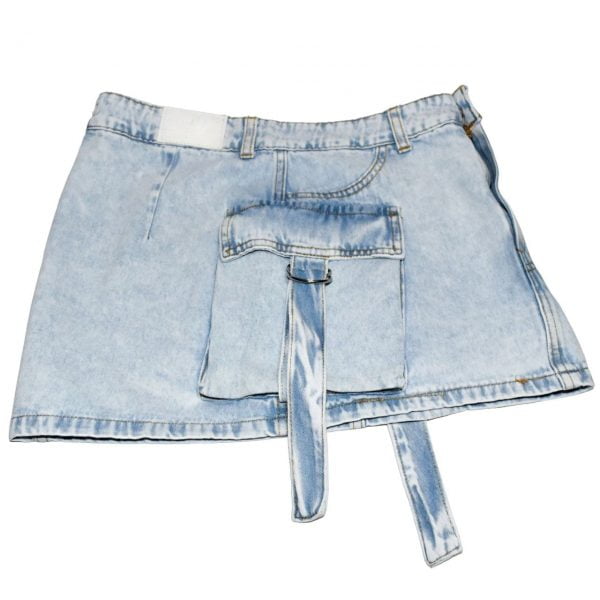 Alternative view of Pollera Jean Mini Cargo Con Tira Denim Tiro Alto Lindo Calce