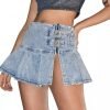 Pollera Jean Mini Denim Tableada Nevada