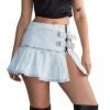 Pollera Jean Mini Denim Tableada Celeste
