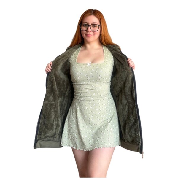 Maxibuzo verde militar larga