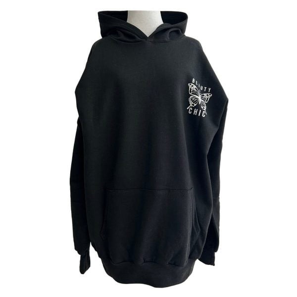 Alternative view of Hoodie Oversize Canguro Butterfly Negra