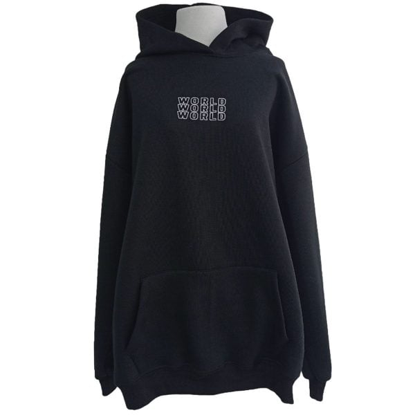 Alternative view of Hoodie Oversize Canguro World Negra