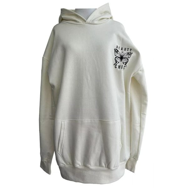 Alternative view of Hoodie Oversize Canguro Butterfly Blanca