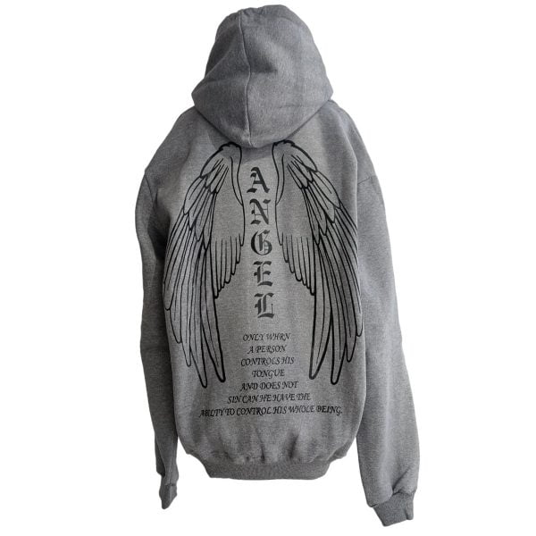 Hoodie Oversize Canguro Angel Gris