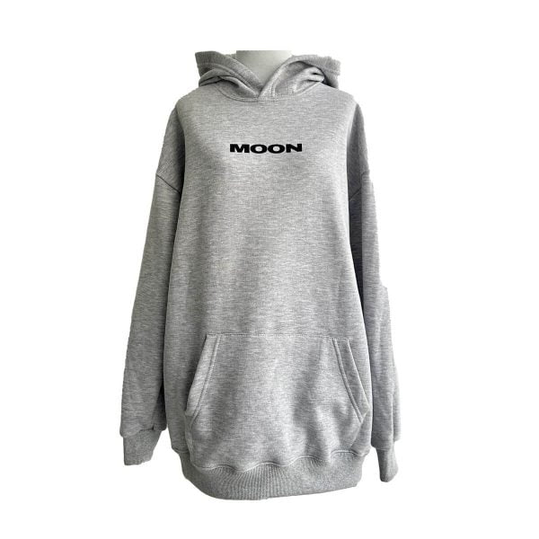 Alternative view of Hoodie Oversize Canguro Moon Earth 1 Gris