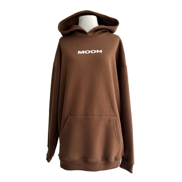 Alternative view of Hoodie Oversize Canguro Moon Earth 1 Chocolate
