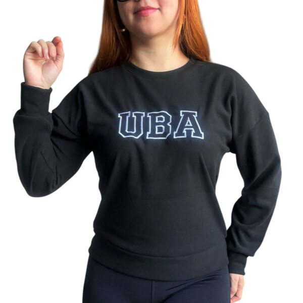 Buzo Bordado Negro Uba Facultades Tela Darlon Rib Frizada Unisex