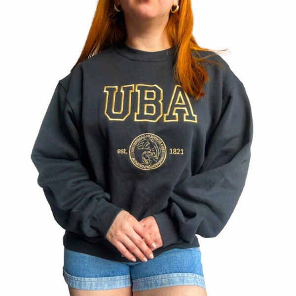 Alternative view of Buzo Unisex Bordado Cuello Redondo Facultad Universidad Uba Frizado Negro
