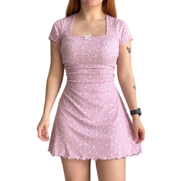Vestido Lilas Efecto Corset Coquette de mujer