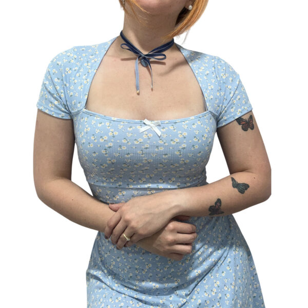 Vestido azul coquette sexy mujer corto primavera verano moda tendencia instagram vestidos tiktok moonamy
