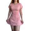 Vestido coquette rosa efecto corset