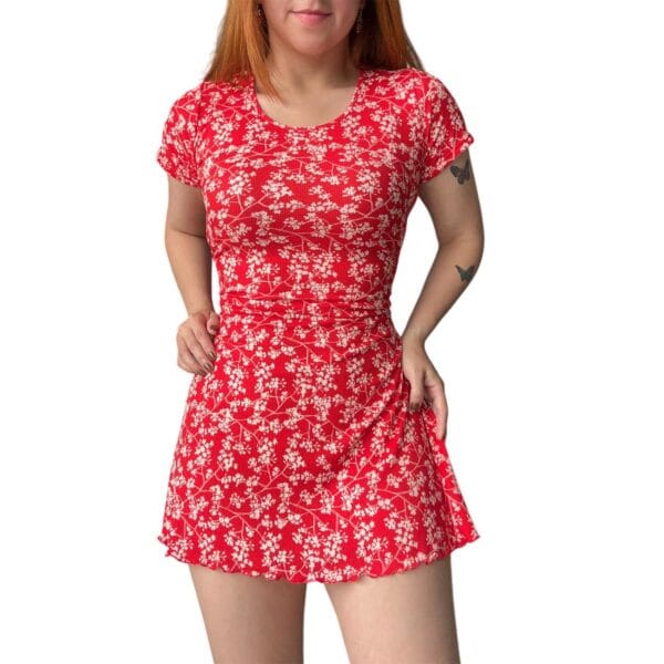 vestido corto rojo mujer
