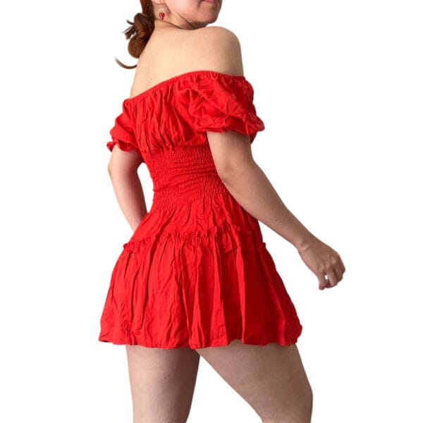 Vestido Rojo Lisboa Lino Espandex
