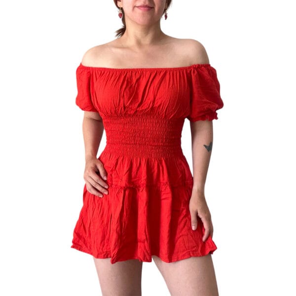 vestido coquette corto rojo