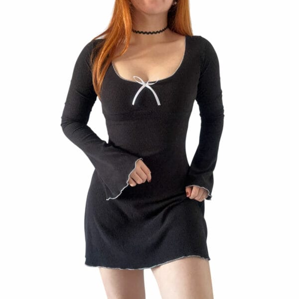 Vestido Blanco Coquette Manga Larga oxford