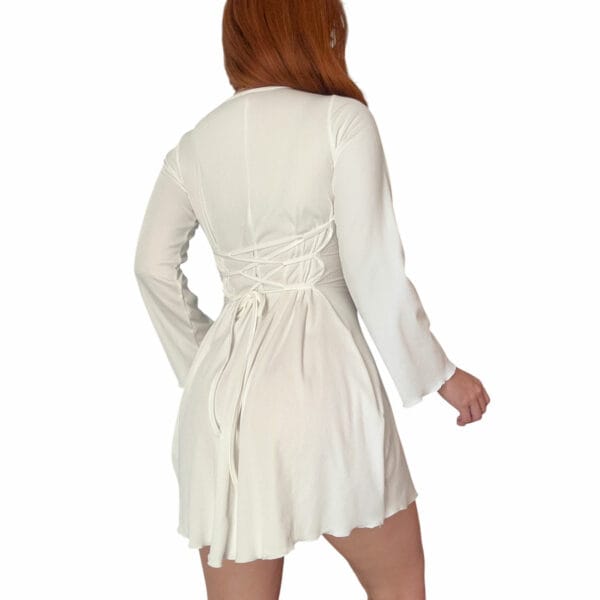 Vestido Corset Manga Larga Kim Blanco sexy de noche de fiesta coquette kawaii