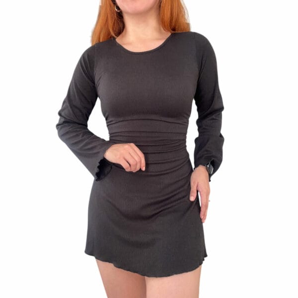 Vestido Corset Manga Larga Kim Negro Mujer de invierno