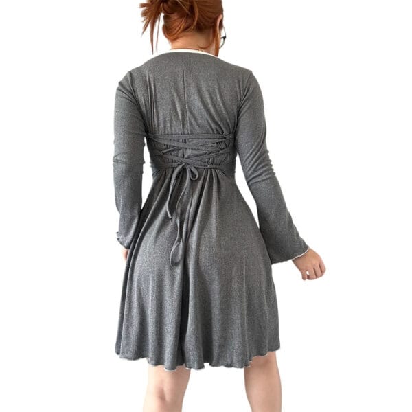 vestido coquette efecto corset gris de mujer sexy otoño kawaii
