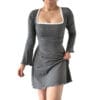 vestido coquette efecto corset gris de mujer sexy