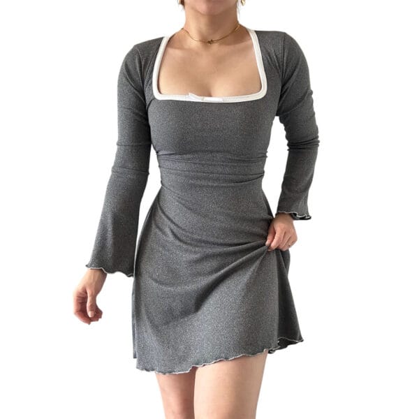 vestido coquette efecto corset gris de mujer sexy