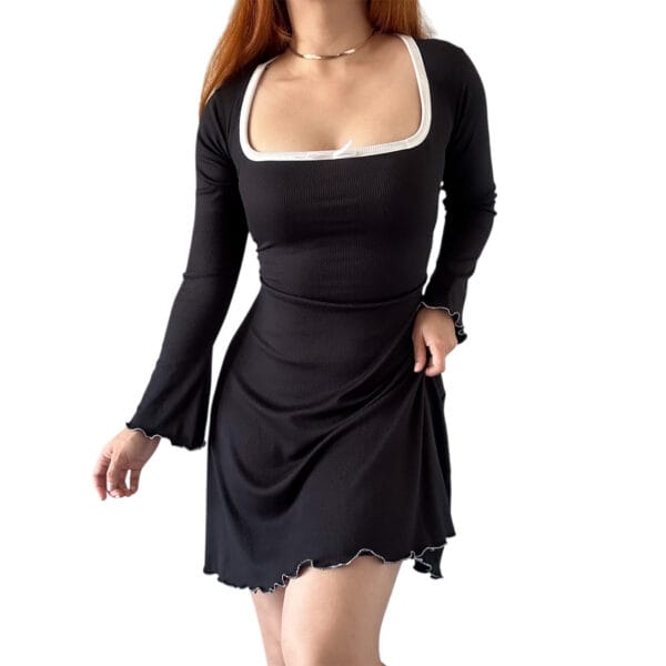 vestido negro largo de mujer sexy