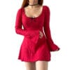 vestido coquette mujer rojo corto