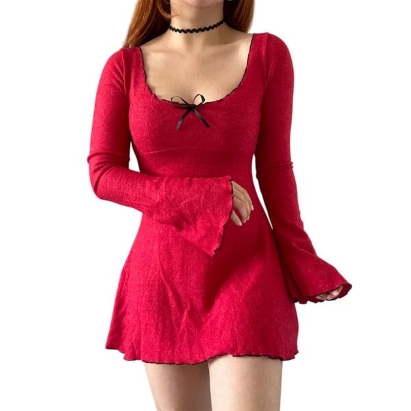 vestido coquette mujer rojo corto