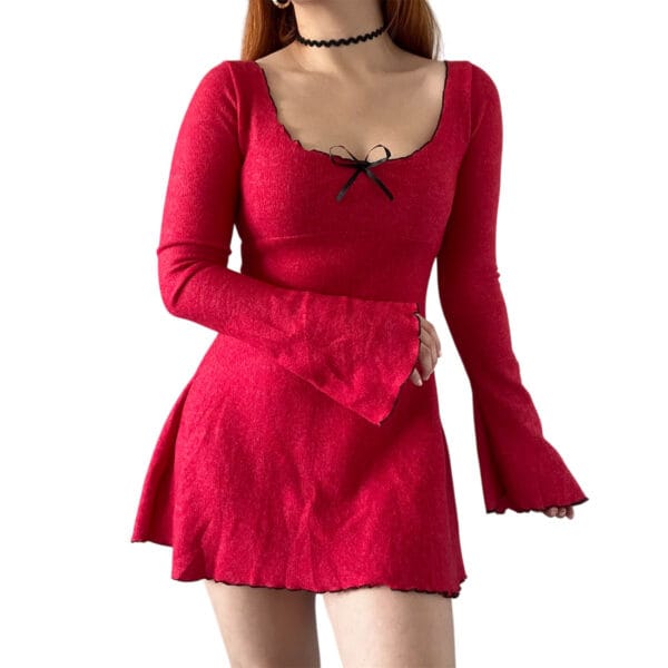 vestido coquette de mujer rojo corto sexy noche fiesta otoño invierno