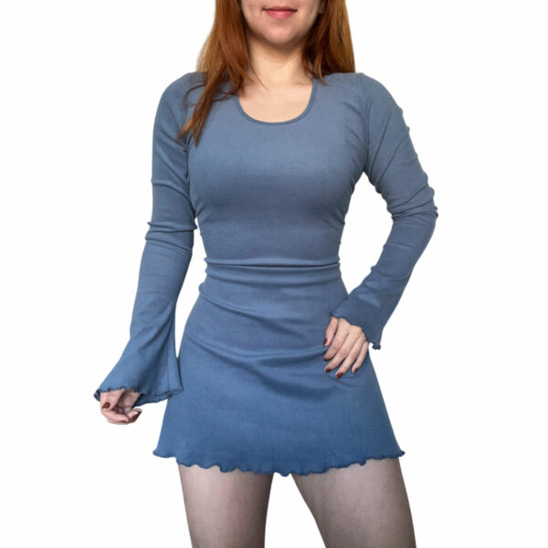 vestido corto de mujer azul frizado para invierno para fiesta
