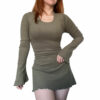 Vestido Verde Corset Frizado Manga Oxford Lady sexy shein