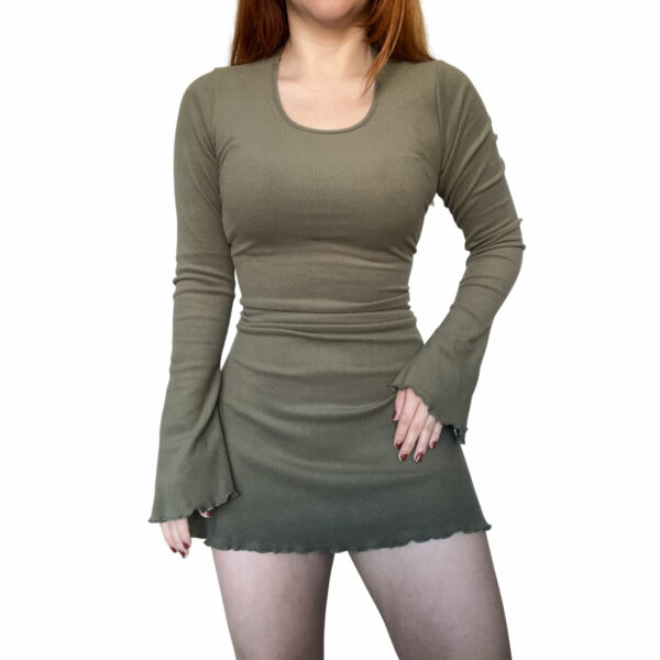 Vestido Verde Corset Frizado Manga Oxford Lady sexy shein de mujer para fiesta para invierno