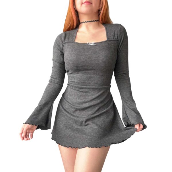 vestido negro, corto, de fiesta, para mujer, sexy, shein, importado, de frío, frizado, coquette, kawaii, invierno, manga larga