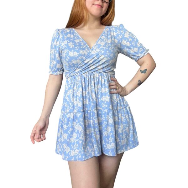 vestido corto de mujer, azul, con short, corto, fiestas, moda argentina.