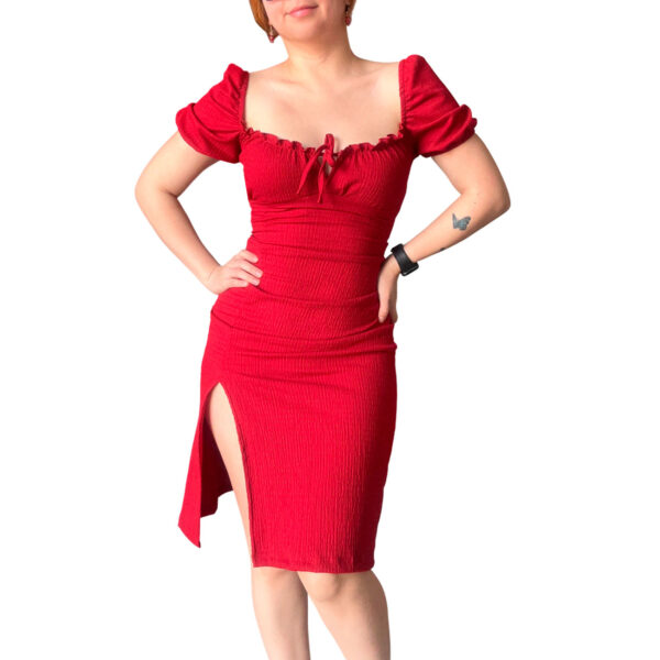 vestido largo rojo bordó con tajo lateral, de fiesta, navidad, fin de año, vestidos casuales, vestido sexy, de mujer.