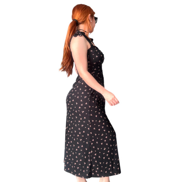 Vestido Largo Corset Frontal Negro con Tajo, vestido con tajo lateral, vestido negro, vestidos de mujer, tendencia, moda, primavera, vestido gestante.