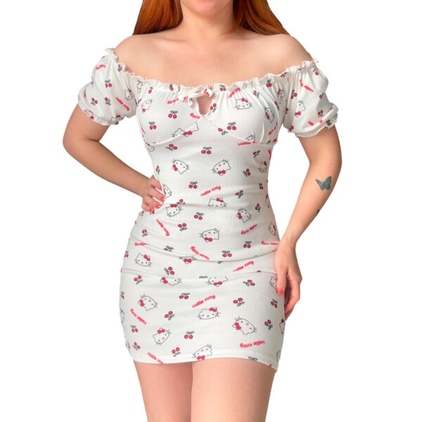 Vestido Paisana Blanco Hello Kitty, vestidos coquettes, vestidos kawaii, moda femenina, vestidos de fiestas, argentina.