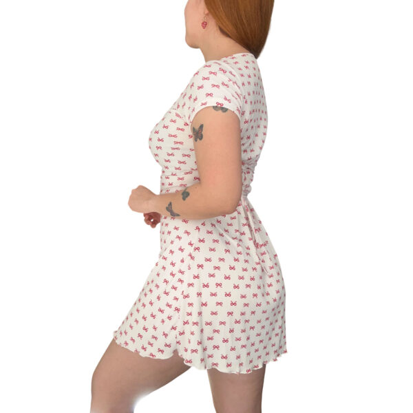 vestido blanco con lacitos, importado, shein, temu, vestidos cortos de mujer, vestidos de verano, coquette.