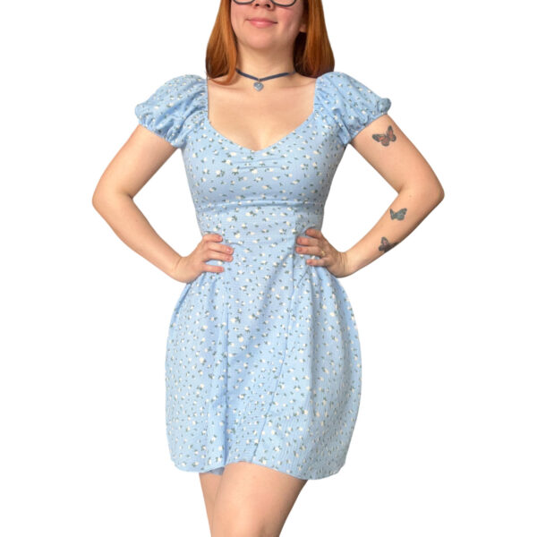 vestido lana del rey moda, vestido azul femenino.