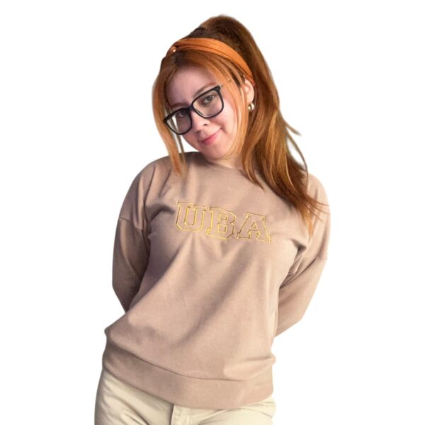 Buzo Bordado Beige Uba Facultades Tela Darlon Rib Frizada Unisex
