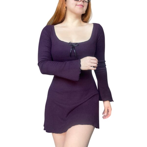 Vestido Violeta Coquette Manga Larga Astor