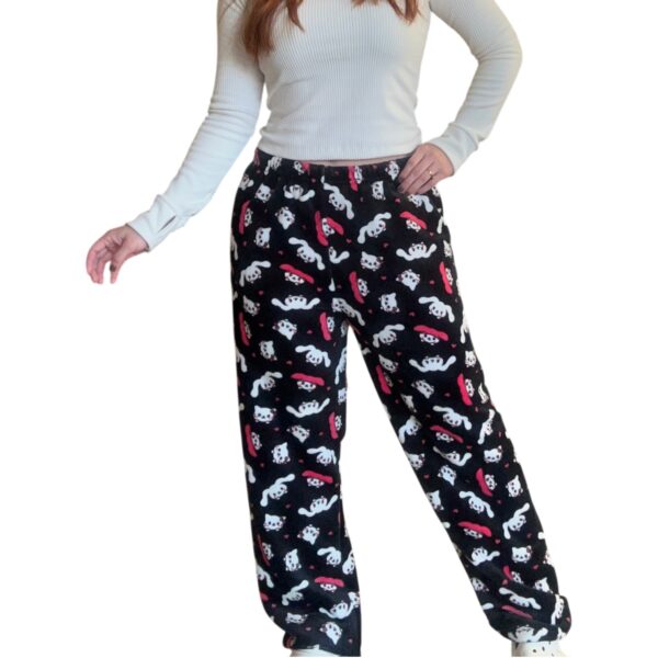 Pantalón Polar Negro Cinnamoroll, Melody y Hello Kitty
